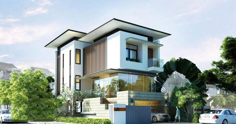 Nhà phố 2 tầng mái bằng nổi bật với kiến trúc khối hộp. Ảnh: Nhadepktv