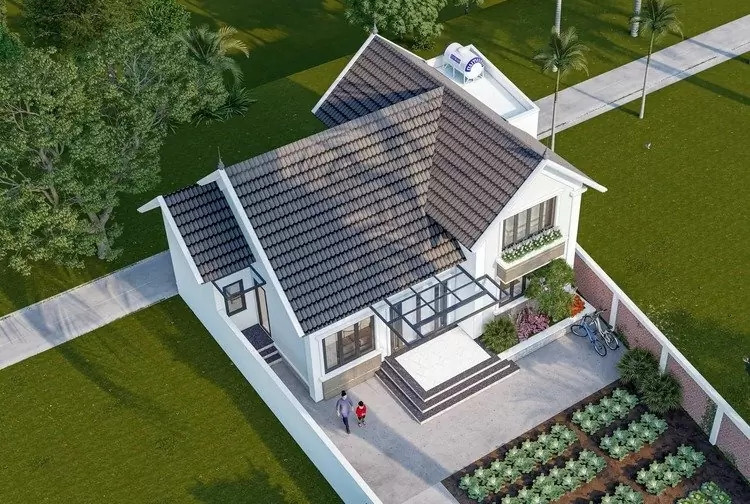 Gia chủ có diện tích rộng thường chọn mẫu nhà cấp 4 có thiết kế sân vườn trồng rau xanh. Ảnh: Vinhtuong