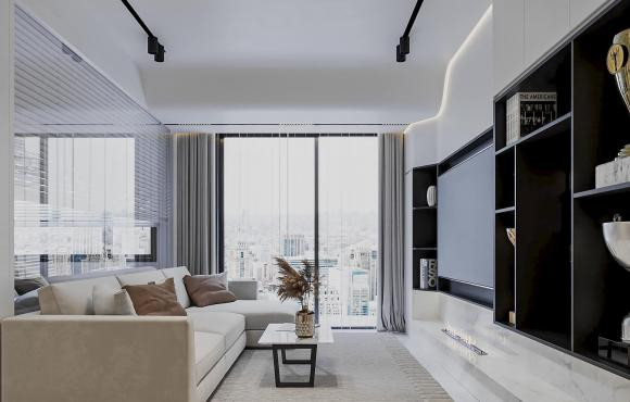 Bùi Tiến Dũng lựa chọn phong cách thiết kế đơn giản với tông màu be - trắng sang trọng.