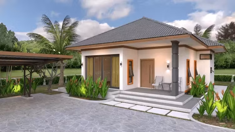 Mẫu nhà cấp 4 mái Nhật đơn giản, vừa đảm bảo tính thẩm mỹ, vừa tiết kiệm chi phí đang được ưa chuộng ở các vùng nông thôn. Ảnh: Vinhtuong