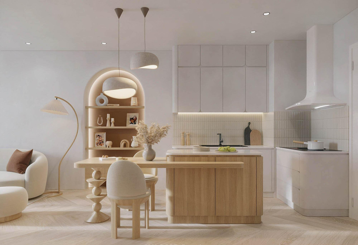 Căn bếp hiện đại với đồ trang trí theo phong cách tối giản. Ảnh: FBNV