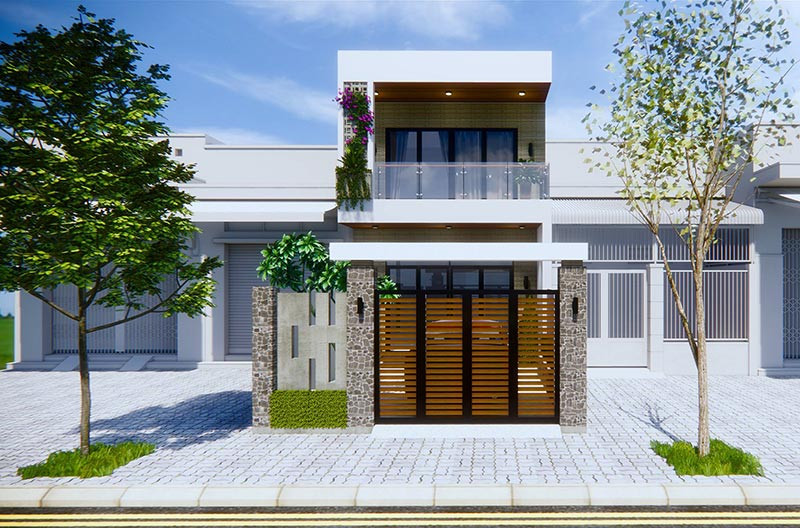 Nhà 2 tầng thu hút mọi ánh nhìn với kiến trúc thiết kế hiện đại, giản đơn và không quá nhiều đường nét trang trí tinh xảo. Ảnh: Thietkenoithatatz