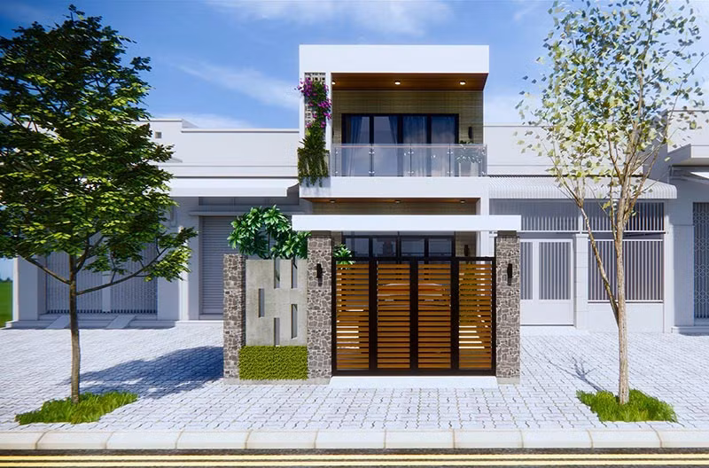 Nhà 2 tầng thu hút mọi ánh nhìn với kiến trúc thiết kế hiện đại, giản đơn và không quá nhiều đường nét trang trí tinh xảo. Ảnh: Thietkenoithatatz