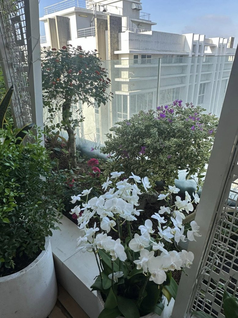 Góc ban công trở thành không gian thư giãn thơ mộng trong nhà.