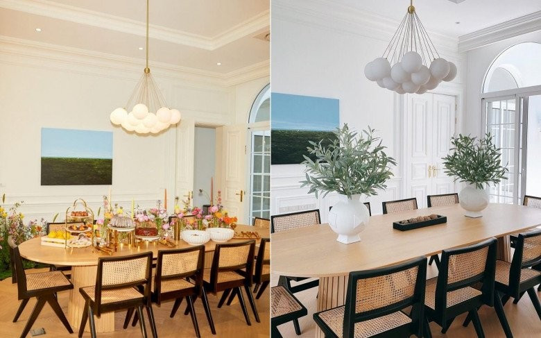 Phòng bếp không quá rộng nhưng thiết kế đẹp mắt với bàn ăn bằng gỗ. Ảnh: FBNV