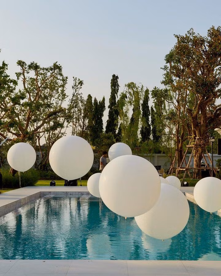 Ấn tượng nhất là bể bơi siêu rộng phía trước nhà. Ảnh: FBNV