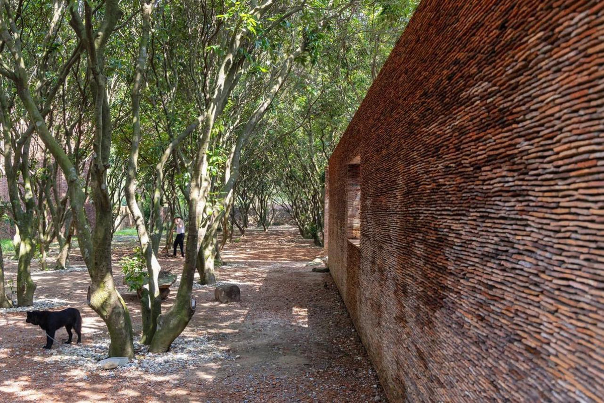 Lối đi được trải đá, lát bê tông sạch sẽ.