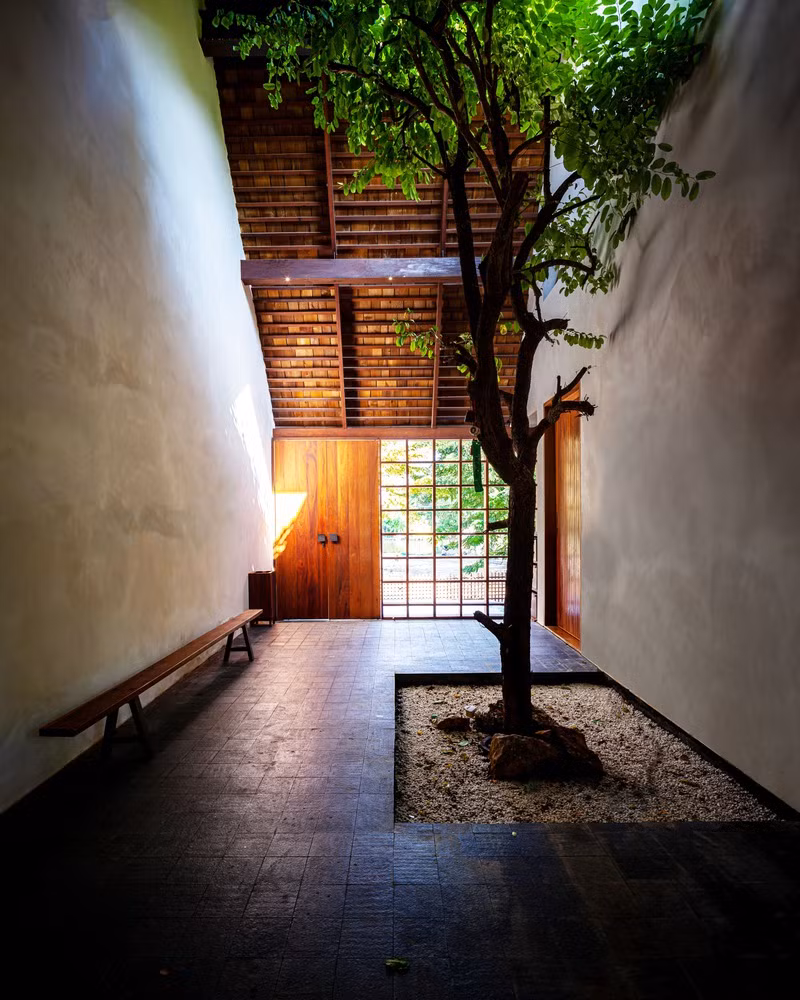 Kiến trúc được tạo ra bằng kỹ thuật với ánh sáng như một màn nhào lộn của bóng tối.