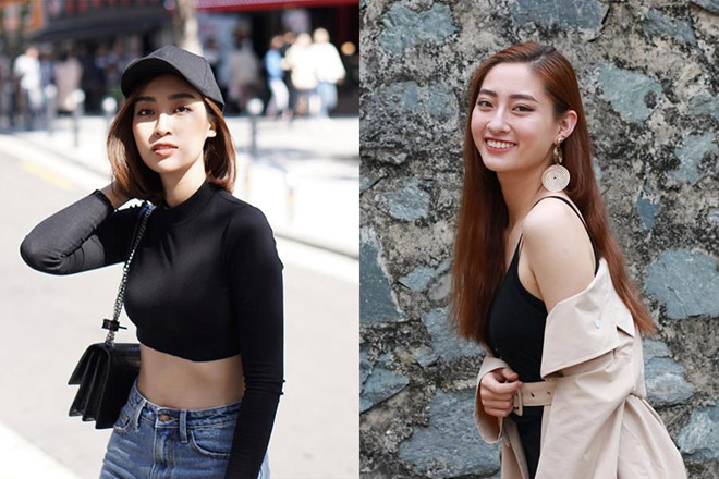 Đôi lúc, Đỗ Mỹ Linh hướng đến vẻ gợi cảm thông qua những set đồ street style, nhưng cô biết cách để hình ảnh mạnh mẽ hơn với phom dáng trang phục, cùng mũ lưỡi trai bụi phủi. Hoa hậu Thế giới Việt Nam vẫn đề cao những mẫu phụ kiện bản to để thu hút người đối diện.