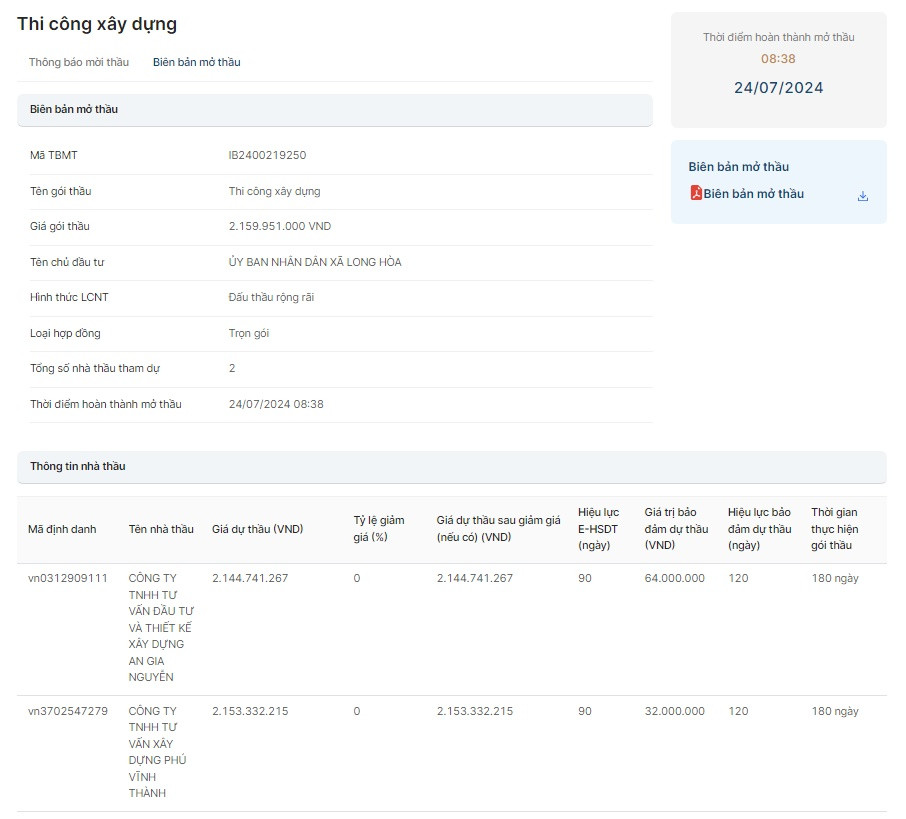 TP HCM: Công ty An Gia Nguyễn dự 2 gói thầu tại xã Long Hòa TP HCM: Cong ty An Gia Nguyen du 2 goi thau tai xa Long Hoa
