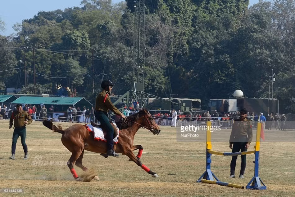 Đây là những chú ngựa trong lực lượng Kỵ binh Ấn Độ. Lực lượng này mang tính biểu tượng và nghi lễ chứ không có khả năng chiến đấu thực chiến. Nguồn ảnh: Gettyimg.