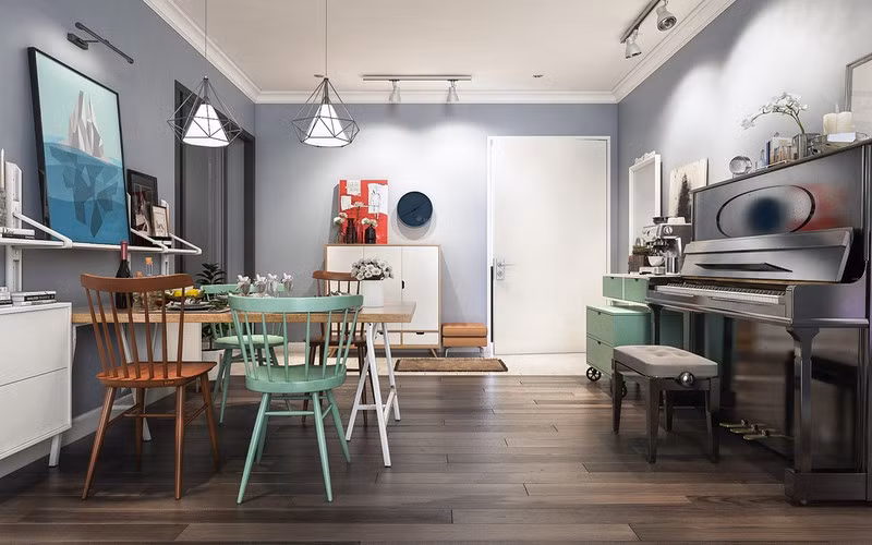 Tranh treo tường, hoa trang trí là những vật dụng không thể thiếu ở bất kỳ căn phòng nào trong căn hộ 80m2.