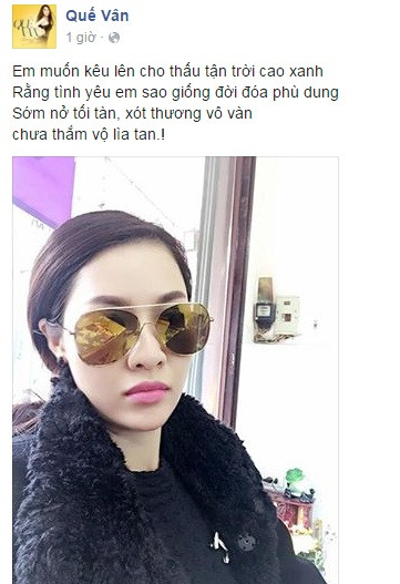 Quế Vân tiếp tục đăng tải đoạn trạng thái khá tâm trạng nhằm đề cập đến chuyện tình cảm với Trường Giang.