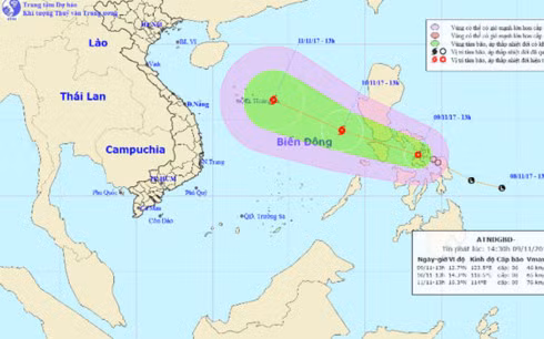 Ap thap nhiet doi co the manh len thanh bao, tien thang bien Dong