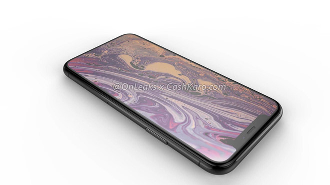 Mặt trước, iPhone XI được trang bị màn hình AMOLED 5,8 inch tương tự như iPhone X và iPhone XS. Trong hình ảnh này, dường như các cạnh viền của màn hình mỏng hơn một chút so với phiên bản tiền nhiệm.