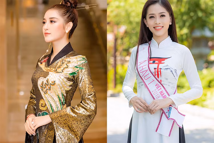 Diện áo dài, Huyền My khoe vẻ kiêu sa, đài các, Phương Nga lại dịu dàng. Ảnh: FBNV