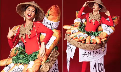H'Hen Nie dien trang phuc “banh mi 10K“: Sang tao hay hang cho?
