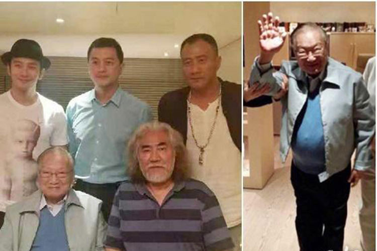 Hồ Quân (áo đen) chia sẻ hình ảnh từng cùng Huỳnh Hiểu Minh, Lý Á Bằng, Trương Kỷ Trung mừng sinh nhật tuổi 90 của nhà văn Kim Dung.