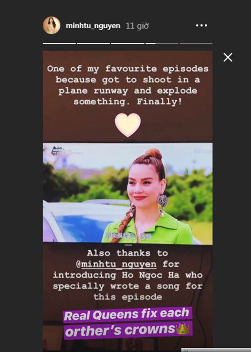 Theo chia sẻ của Minh Tú, chính cô là người giới thiệu Hồ Ngọc Hà với chương trình Asia's Next Top Model 2018. Ảnh: chụp màn hình