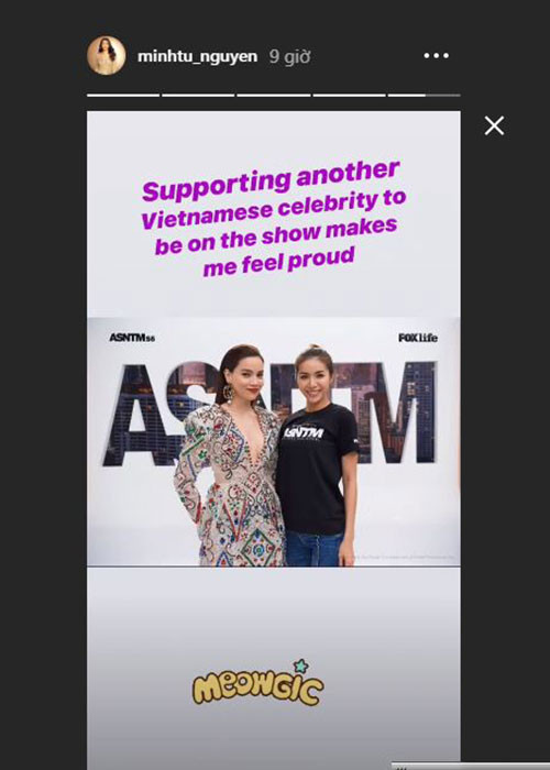 Minh Tú khoe ảnh bên Hà Hồ trong tập 8 Asia's Next Top Model 2018. Được biết, Minh Tú tham gia với vai trò huấn luyện thí sinh. Ảnh: chụp màn hình