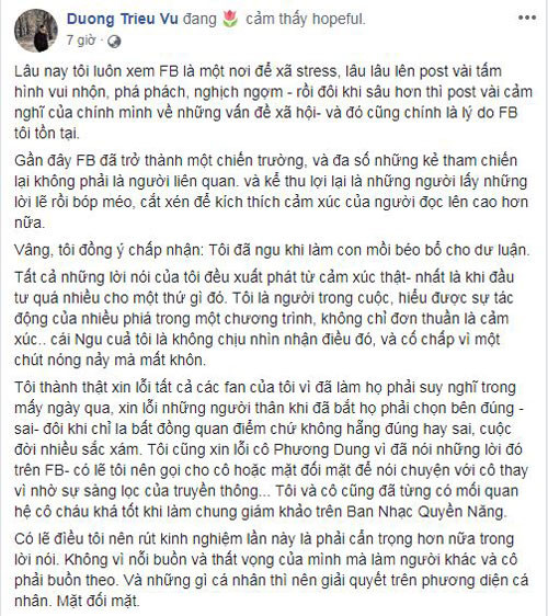 Duong Trieu Vu xin loi danh ca Phuong Dung sau on ao-Hinh-2