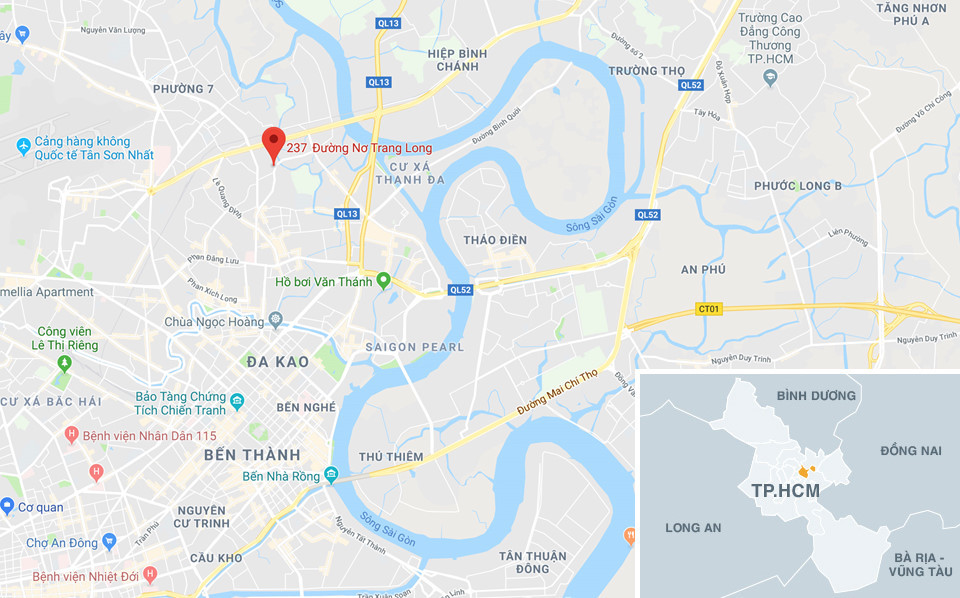 Vị trí căn biệt thự ở quận Bình Thạnh. Ảnh: Google Maps.