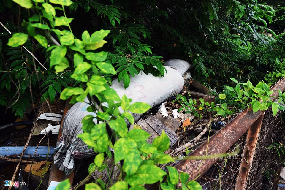 Khuôn viên mặt tiền căn nhà lâu nay bị nhiều người vứt các loại rác, lâu ngày chất thành đống.