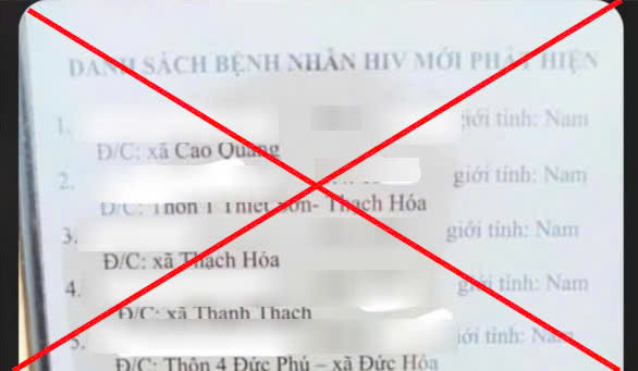 Danh sách bệnh nhân nhiễm HIV ở Quảng Bình là thông tin bịa đặt Danh sach benh nhan nhiem HIV o Quang Binh la thong tin bia dat