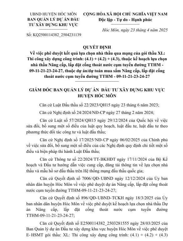 Phúc Trạch một mình tham gia và trúng gói thầu hơn 3 tỷ tại Hóc Môn Phuc Trach mot minh tham gia va trung goi thau hon 3 ty tai Hoc Mon