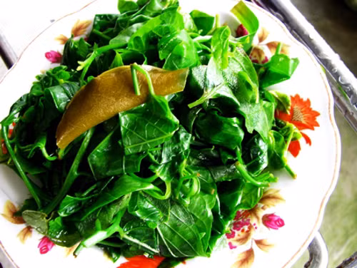 Rau rừng Cù Lao Chàm mang hương vị của thuốc nam. Chúng mọc hoang ở các chân núi, khá phong phú về chủng loại: rau dớn, rau sân, rau lủi, mã đề... Rau rừng luộc là món ăn đơn giản nhất nhưng mà cũng “chất” nhất. Ảnh: culaochamtravel