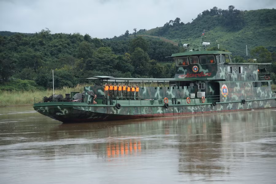 Do không hề có đường giáp biển, Thuỷ quân Nhân dân Lào có nhiệm vụ rất đặc thù đó là hoạt động, kiểm soát an ninh trật tự trên sông Mekong. Nguồn ảnh: Newscn.
