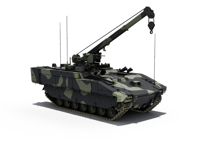 Tiếp đến là APOLLO, đây là phiên bản cứu hộ và sửa chữa phương tiện chiến đấu hư hại trên chiến trường. Hệ thống cần cẩu của nó có thể cẩu được động cơ hoặc tháp pháo để thay thế. Nguồn ảnh: Chosun.