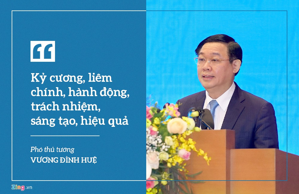 Về phương châm năm 2020, Phó thủ tướng Vương Đình Huệ nhắc đến 12 chữ: "Kỷ cương, liêm chính, hành động, trách nhiệm, sáng tạo, hiệu quả". Ông nhấn mạnh Chính phủ mong muốn lan tỏa tinh thần quyết liệt, hành động để cùng hoàn thành kế hoạch phát triển kinh tế - xã hội năm 2020 và giai đoạn 2016-2020.