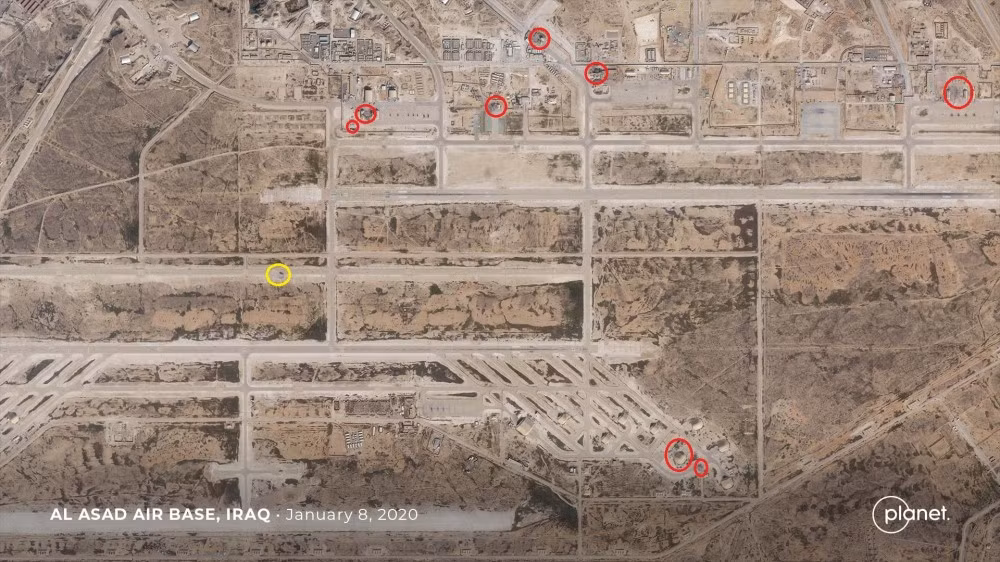 Các vị trí được đánh dấu đỏ là nơi hứng chịu đòn tấn công của tên lửa Iran. Nguồn ảnh: Livejournal.