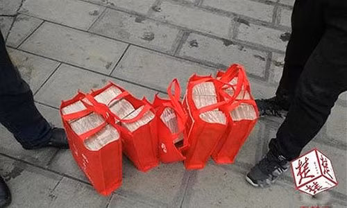 Túi đựng tiền lồ lộ của bà Lee. Ảnh: Sina