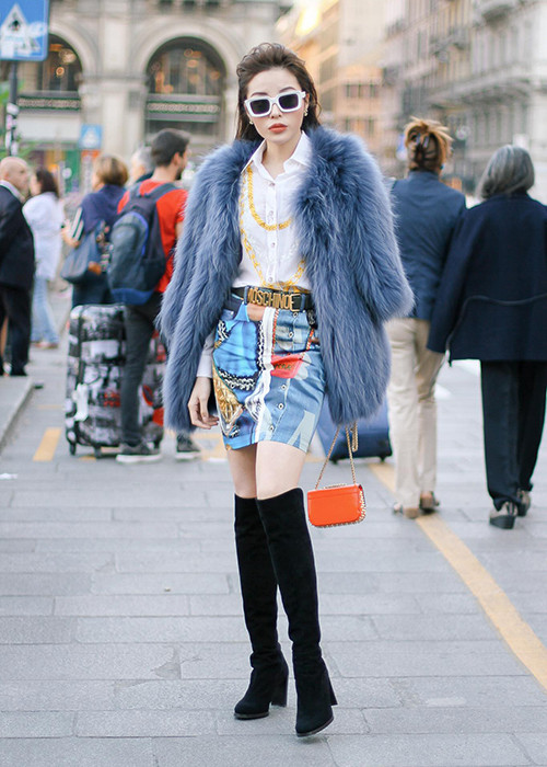 Hình ảnh Kỳ Duyên ăn mặc cực chất tham gia tuần lễ thời trang ở Milan vào tháng 9/2017. Ảnh: FBNV