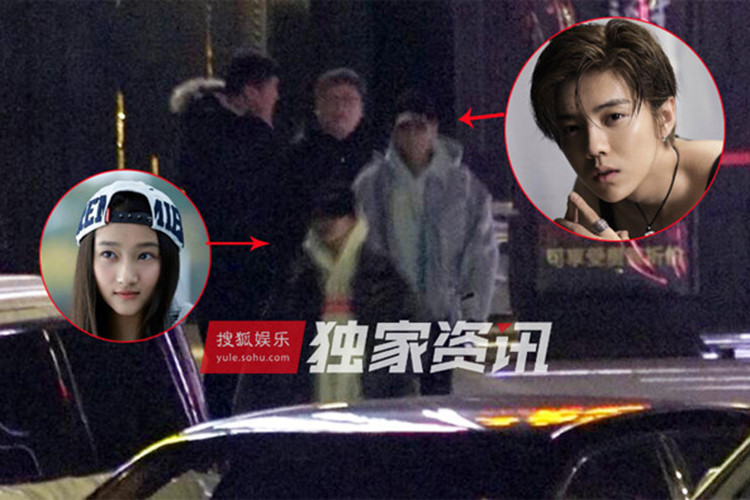 Đi chơi cùng bạn bè, Luhan và bạn gái kém anh 7 tuổi diện áo đôi, mũ đôi. Ảnh: Sohu