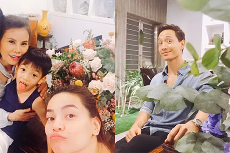 Sinh nhật mẹ của Hồ Ngọc Hà, Kim Lý mang bó hoa lớn đến tặng. Ảnh: FBNV