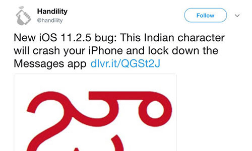 Một tài khoản Twitter lên tiếng cảnh báo về lỗi mới trên các thiết bị Apple.