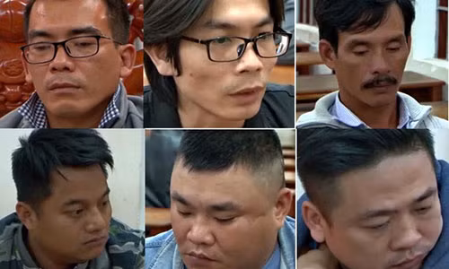 Một số đối tượng trong đường dây cá độ 200 tỷ ở Phú Yên. Ảnh: Dân trí