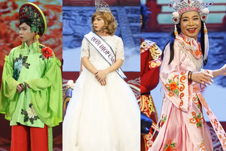 Năm 2018, Bắc Đẩu mặc 3 bộ trang phục. Hiện, nhiều dân mạng cho rằng việc Táo Quân mang Bắc Đẩu để chọc cười khán giả là “miệt thị” cộng đồng LGBT. Ảnh: Dân Việt