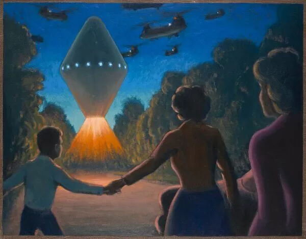 Vài phút sau trên những con đường ngoằn ngoèo, họ nhìn thấy thứ mà họ tin là thứ ánh sáng lúc này, nhưng lại nghĩ giờ đã lại gần hơn và trông sáng hơn rất nhiều. Họ nói rằng nó đến từ một vật thể hình kim cương khổng lồ, lơ lửng ngang tầm ngọn cây và phần đế đang tỏa ra ngọn lửa và nhiệt lượng đáng kể.