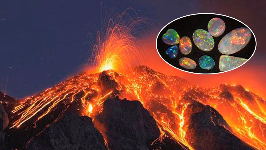 Đá Opal có nguồn gốc từ các vụ phun trào núi lửa, trải qua hàng triệu năm dưới tác dụng của áp suất và nhiệt độ hình thành lên độ trong suốt và màu sắc có trong đá.