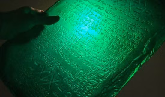 Mặc dù có rất nhiều tuyên bố khác nhau đã được đưa ra về nguồn gốc của phiến ngọc lục bảo nhưng không có bằng chứng cụ thể nào được tìm thấy để chứng minh các quan điểm này. Nguồn tài liệu lâu đời nhất về sự tồn tại của phiến ngọc là ''Kitab sirr al-haliq'' (tạm dịch ''Sách Bí mật của Sáng tạo và Nghệ thuật của Tự nhiên''). Bản thân nó là cuốn sách tổng hợp của các tác phẩm trước đó.