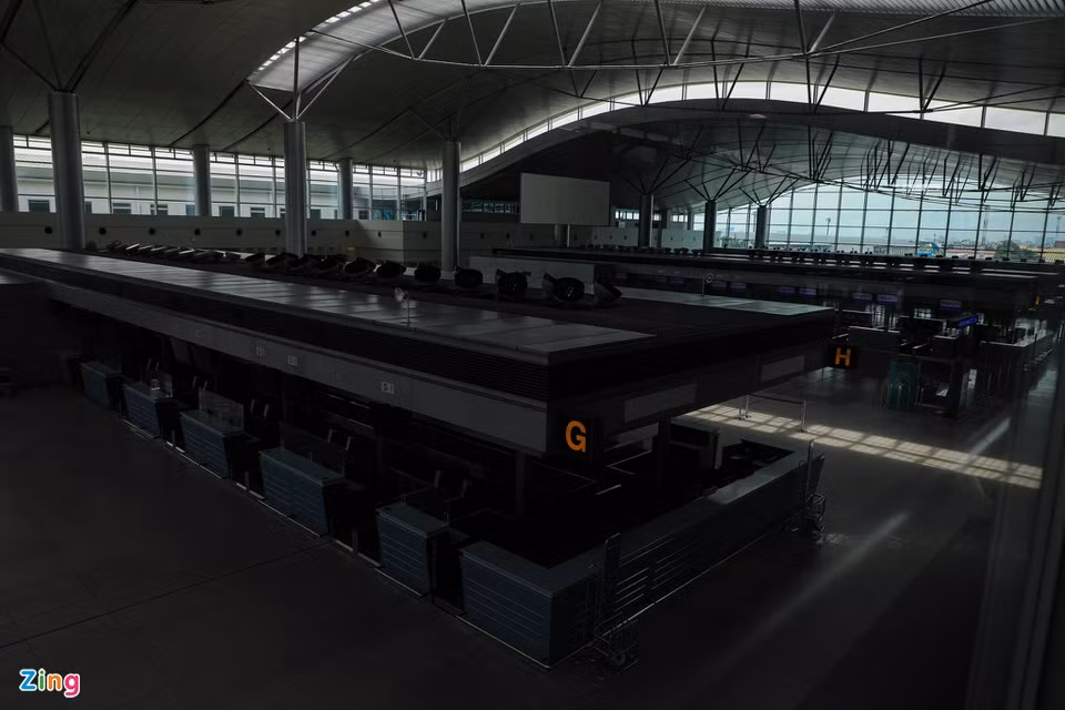 Đa số quầy làm thủ tục của ga quốc tế đã ngừng hoạt động.
