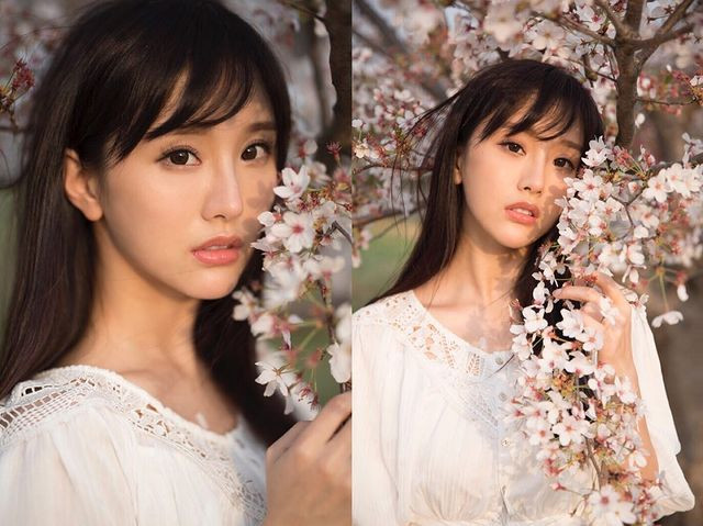 Với mái tóc đen tự nhiên, khuôn mặt thanh tú và chiếc váy thô trắng, Trần Tĩnh đẹp ngọt ngào như một nàng thơ mùa xuân.