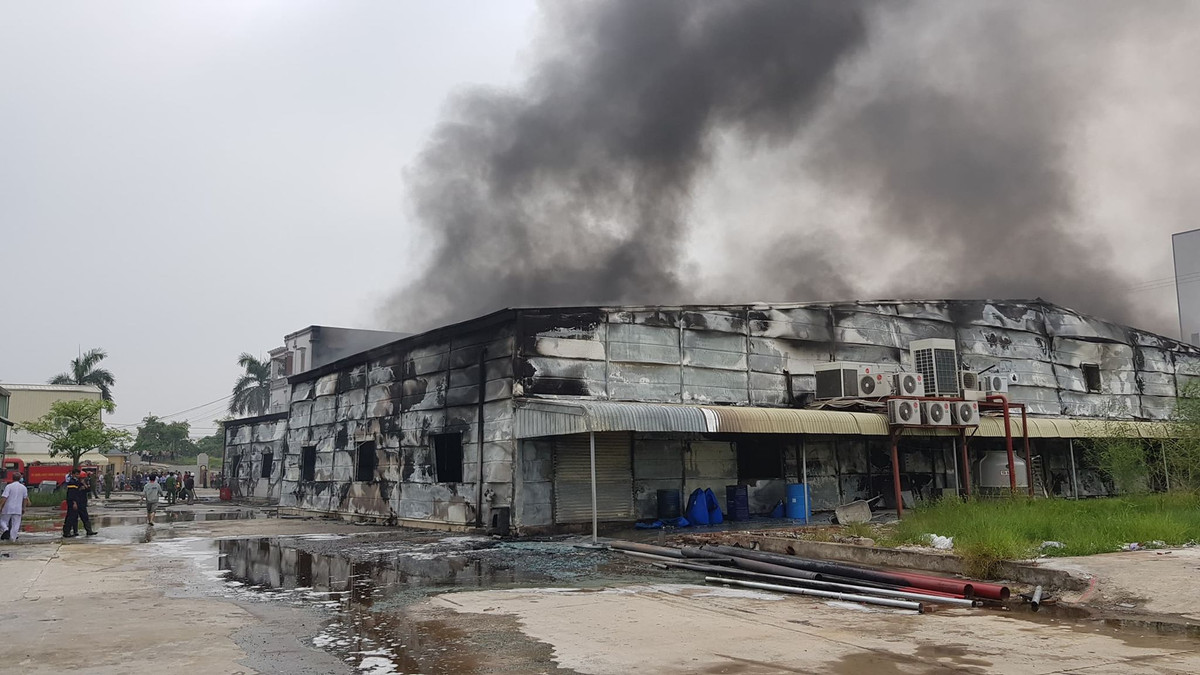 Xưởng sản xuất dược tan hoang do vụ cháy.