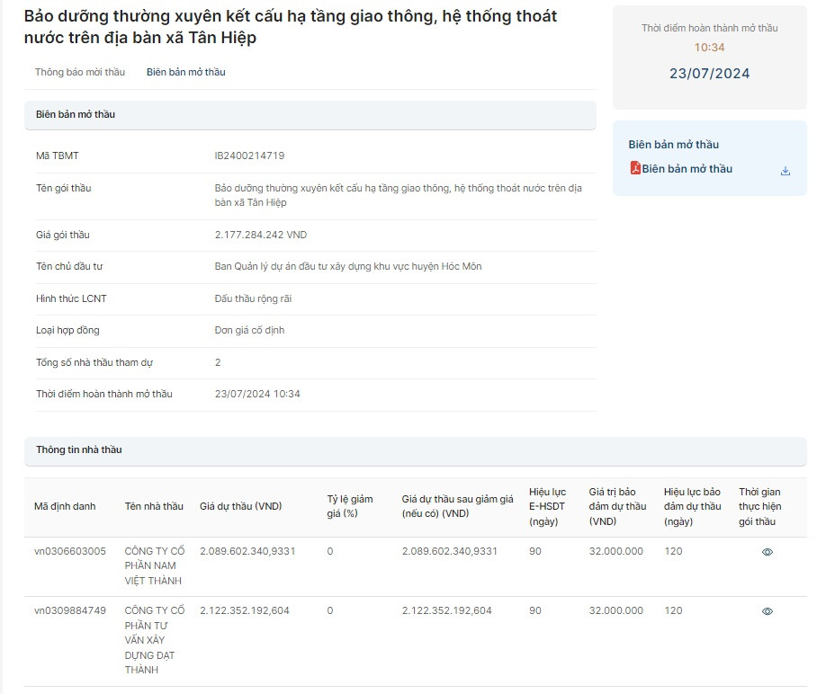 TP HCM: Công ty Nam Việt Thành dự 7 gói thầu tại Hóc môn TP HCM: Cong ty Nam Viet Thanh du 7 goi thau tai Hoc mon