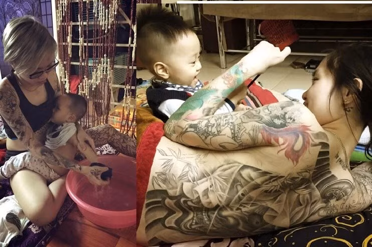 Nhân vật chính trong bức ảnh gây sốt mạng là chị Nguyễn Ngọc Anh, bà mẹ 27 tuổi và cậu con trai tên Bon. Chị Ngọc Anh vốn là gương mặt trẻ không quá xa lạ với giới trẻ Hà thành với công việc của một nữ thợ xăm chuyên nghiệp. Công việc rất bận rộn, những khoảng thời gian rảnh dường như vô cùng hiếm hoi đối với chị Ánh. Tuy nhiên, bất cứ khi nào vãn khách là chị đều dành thời gian cho cậu con trai của mình. Có một tình yêu trung thành, bất diệt chỉ thêm mà không hề bớt đi đó là tình mẫu tử.