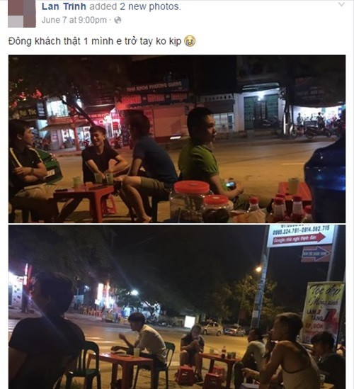 Theo tìm hiểu, cô “ hot girl bán trà đá” có tên Lan Trinh, là một 9X đang sinh sống và làm việc tại thành phố Thái Nguyên. Trên trang cá nhân của mình, Lan Trinh thường xuyên chia sẻ những bức ảnh tại quán nước vỉa hè của mình đặt tại khu vực gần cổng bệnh viện A, Thái Nguyên. Nhờ duyên của cô chủ, quán nước vỉa hè vào buổi tối thường khá đông khách và điều này khiến Lan Trinh rất vui vẻ.